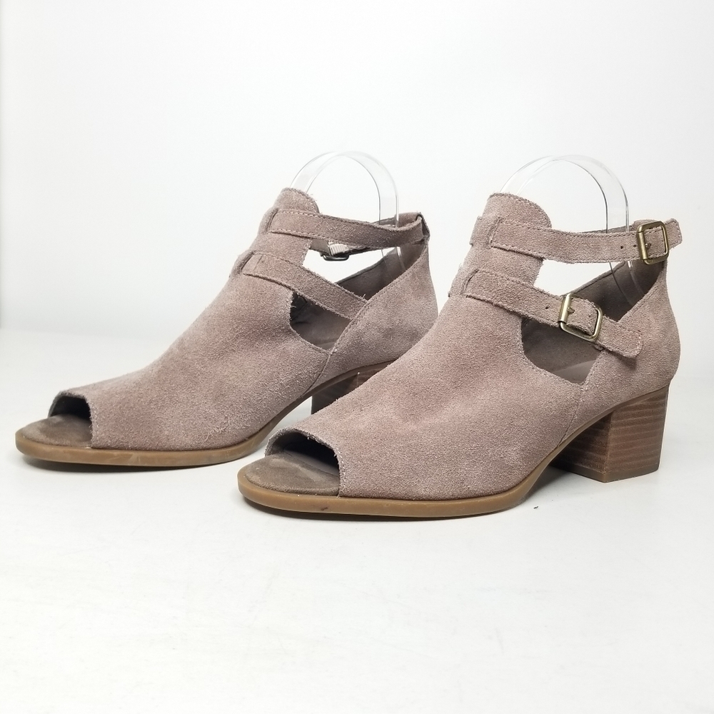 Koolaburra UGG Leather "Sophy" Suede Brown Peep Open Toe Ankle Boots size 9
